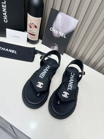 Chanel black early autumn versatile soft and comfortable sandals - Image 9