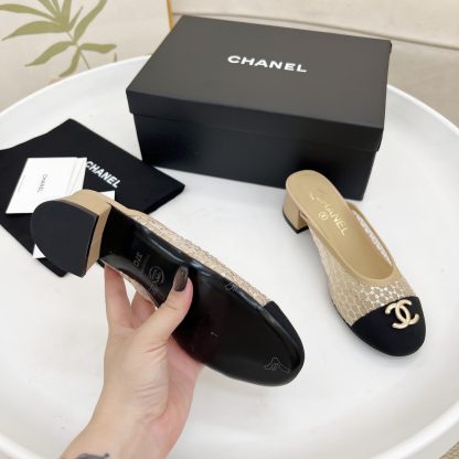 Chanel apricot spring and summer dancing shoes series new small round head retro sandals - Image 9