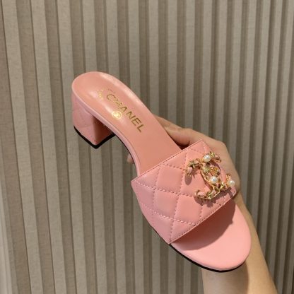 Chanel spring and summer new pink characteristic lady temperament durable thick heel sandals heel height 4.5cm - Image 9