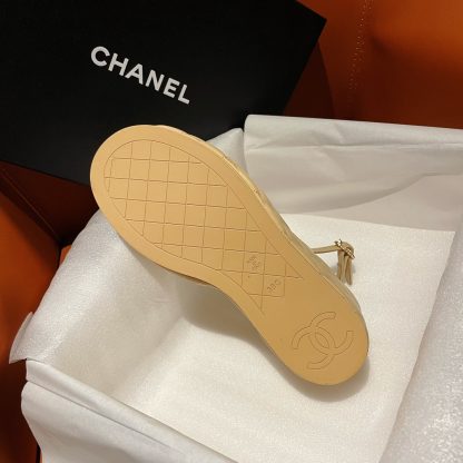 Chanel new bow high heel apricot sandals, heel height 7.5cm - Image 9