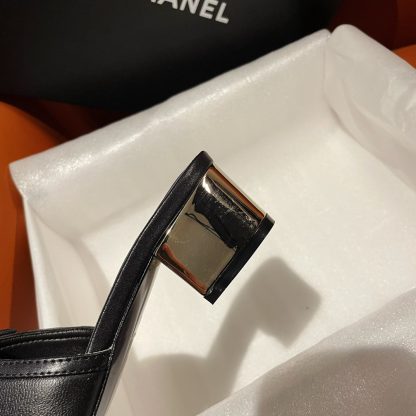 Chanel black new bow thick heel sandals heel height 4.5cm - Image 9