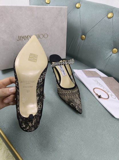 Jimmy Choo black mesh half-slip high heels - Image 8