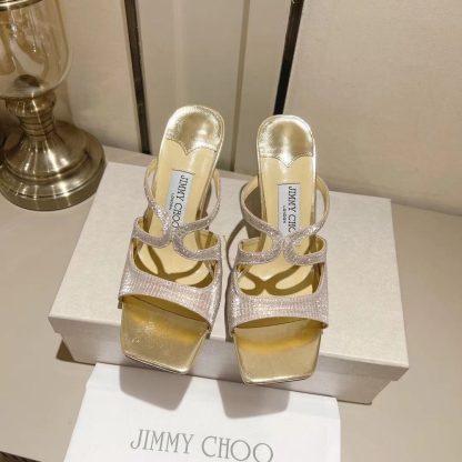 Jimmy Choo Gold Temperament Sandals High Heels - Image 9