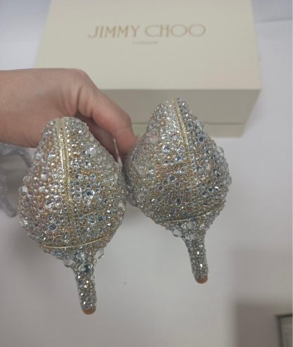 Jimmy Choo gold crystal high heels - Image 9