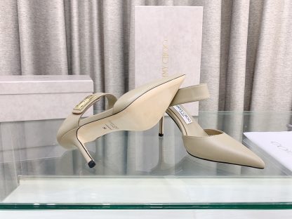 Jimmy Choo metal buckle half slippers women's high heels - Image 9