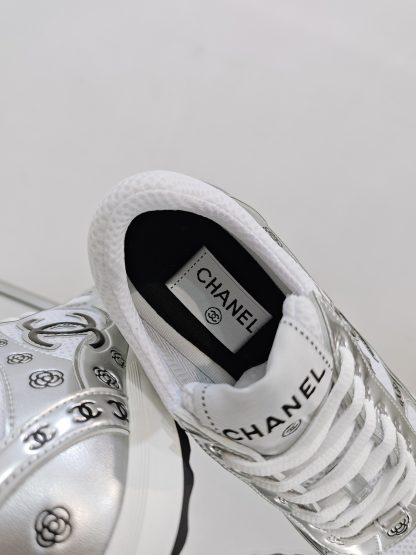 Chanel Unisex Silver Diamond Breathable Mesh Casual Shoes - Image 9