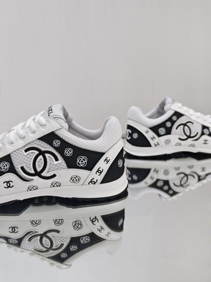 Chanel Unisex Black and White Diamond Breathable Mesh Casual Shoes - Image 9