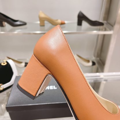 Chanel new apricot classic retro classic round toe shoes heel height 6.5cm - Image 9