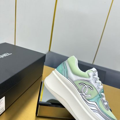 Chanel Green and Silver Casual Versatile Sneakers - Image 9