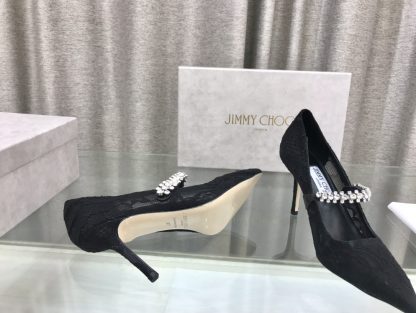 Jimmy Choo Strapless Rhinestone Pointed Toe High Heels - Image 9