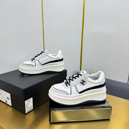 Chanel white and gray with black laces casual versatile sports shoes - Image 9