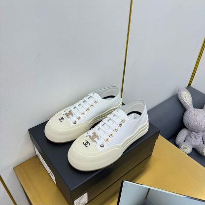 Chanel 2025 biscuit shoes white leather versatile fashion casual sports shoes - Image 9