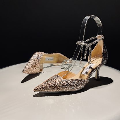 Jimmy Choo classic diamond chain pointed crystal high heels - Image 8
