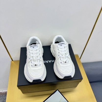 Chanel men's and women's couple's white and gray classic sports casual dad shoes - Image 9