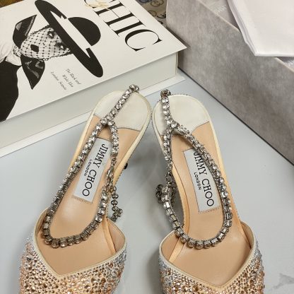 Jimmy Choo diamond chain pointed crystal high heel sandals - Image 9