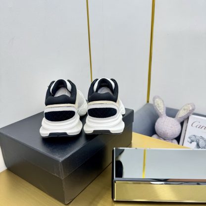 Chanel men's and women's couple's white with beige classic breathable casual dad shoes - Image 9