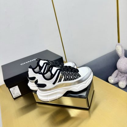 Chanel men's and women's couple silver and black classic sports casual dad shoes - Image 9