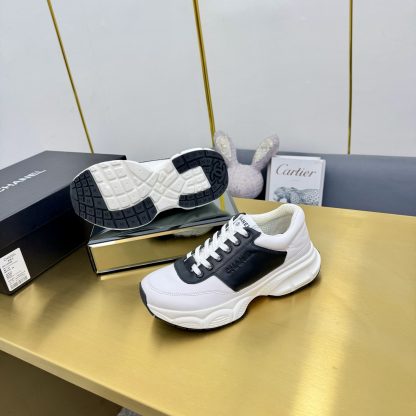 Chanel men's and women's couple's white mix and match black classic sports casual dad shoes - Image 9