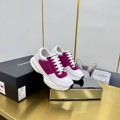 Chanel men's and women's couple's white mix and match pink classic sports casual dad shoes - Image 9