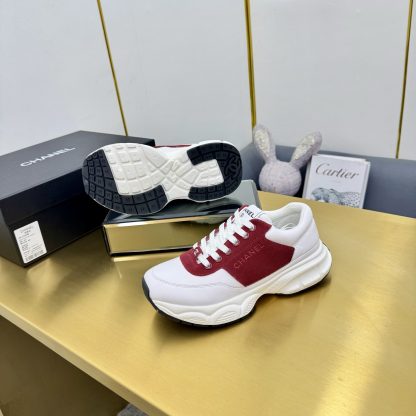 Chanel men's and women's couple's white mix and match red classic sports casual dad shoes - Image 9