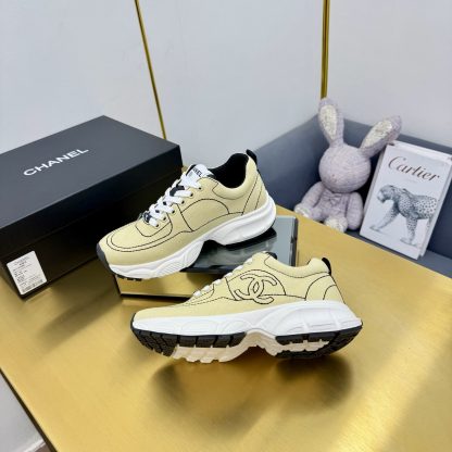 Chanel unisex couple's light yellow casual dad shoes - Image 9