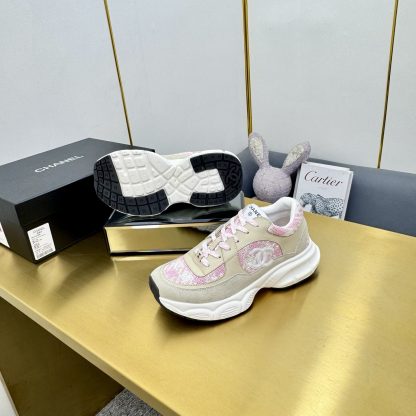 Chanel unisex couple's apricot with pink casual dad shoes - Image 9