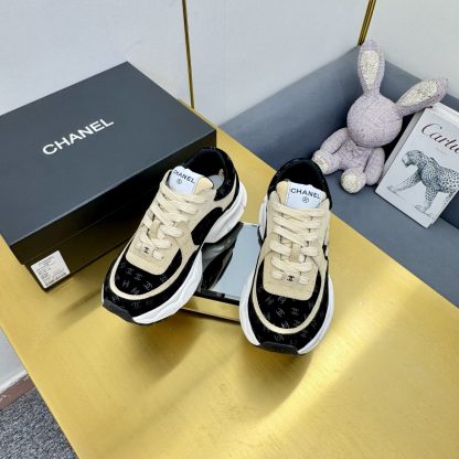Chanel unisex couple's black with apricot casual dad shoes - Image 9