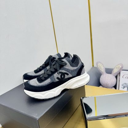 Chanel unisex couple's black with grey casual dad shoes - Image 9