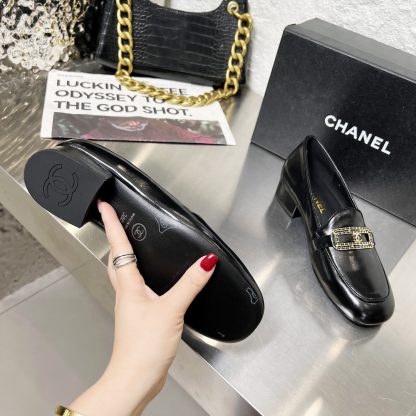 Chanel Early Spring Dance Shoes Series Small Round Toe Black Loafers Heel Height 3cm - Image 8