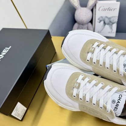 Chanel men's and women's couple's white with beige classic sports casual dad shoes - Image 9