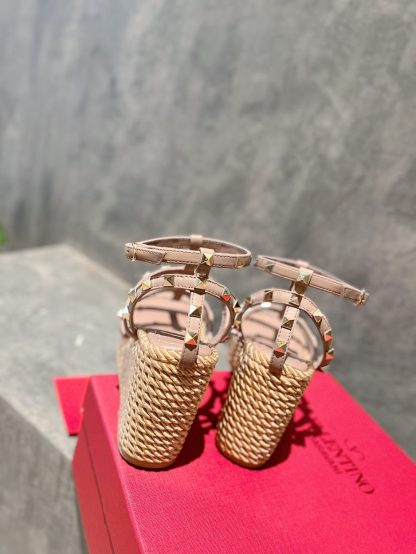 VALENTINO Studded hemp rope wedge sandals - Image 8