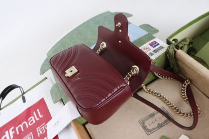 Gucci Wine Red Wave Pattern Quilted Handbag - Image 9