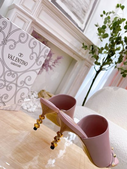 VALENTINO square toe rivet elegant sandals high heels - Image 8