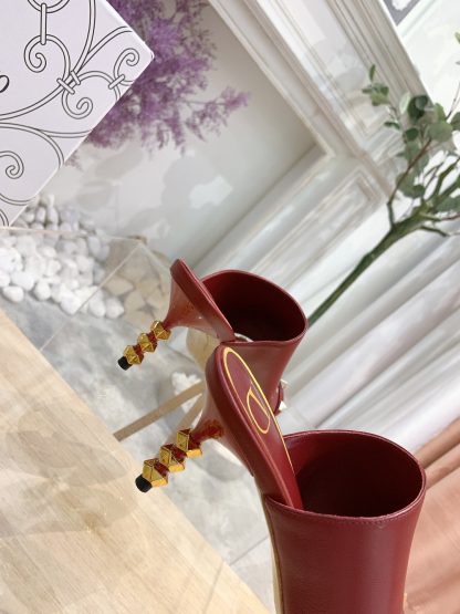 VALENTINO square toe rivet elegant sandals high heels - Image 8