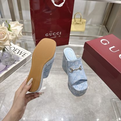 Gucci Horsebit Wedge Heel Women's Slide Sandals - Image 9
