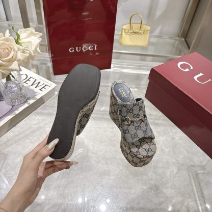 Gucci Horsebit Wedge Heel Women's Slide Sandals - Image 9
