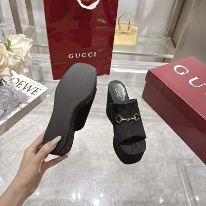 Gucci Horsebit Wedge Heel Women's Slide Sandals - Image 8