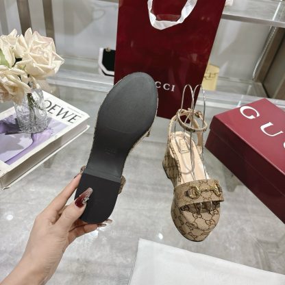 Gucci Women's Horsebit Flat Mid-Heel Platform Sandals - Image 9