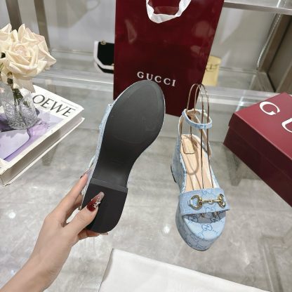 Gucci Women's Horsebit Flat Mid-Heel Platform Sandals - Image 9