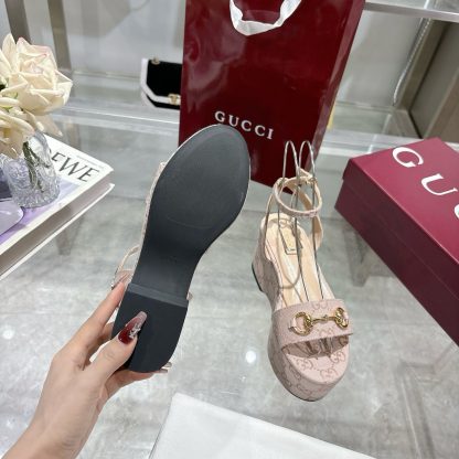 Gucci Women's Horsebit Flat Mid-Heel Platform Sandals - Image 9
