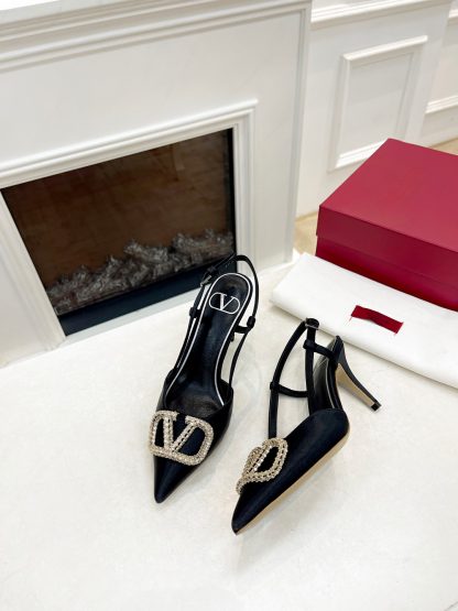 VALENTINO Rhinestone Decorative Buckle Exquisite High-End High Heels - Image 9