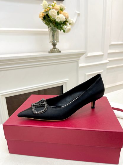 VALENTINO Rhinestone Buckle Elegant High Heels - Image 8