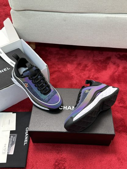 Chanel Unisex Couple Purple Mix Classic Casual Sneakers - Image 9