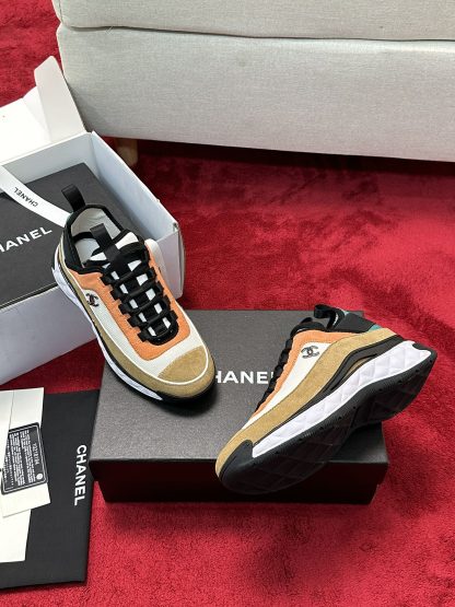 Chanel unisex couple's orange mix and match classic casual sneakers - Image 9