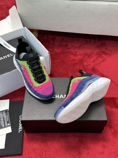 Chanel pink green men's and women's couple's mixed craft embroidery style versatile casual sports shoes - Image 9