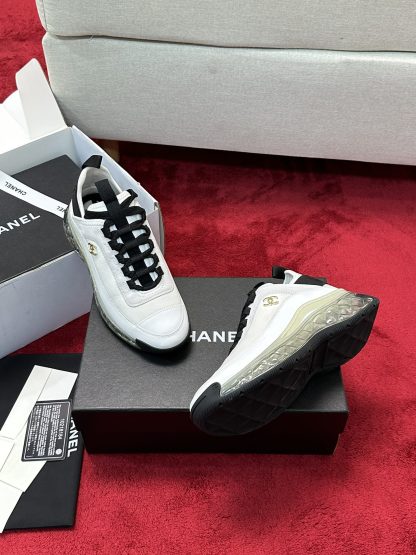 Chanel men's and women's couple's white and black mixed craft embroidery style versatile casual sports shoes - Image 8