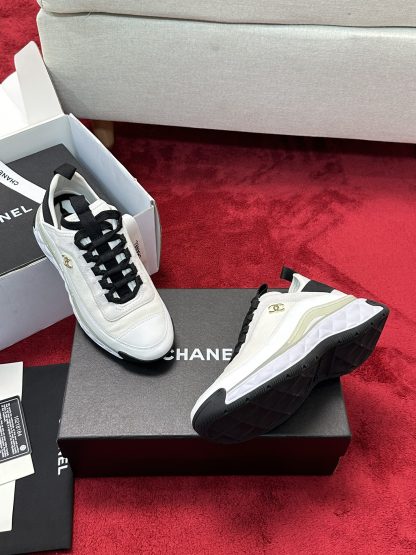Chanel men's and women's couple's black and white mixed craft embroidery style versatile casual sports shoes - Image 8