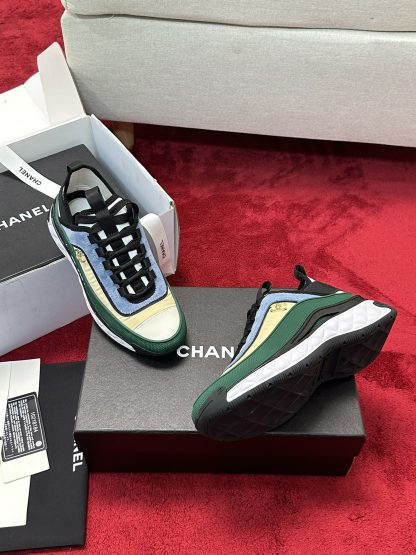 Chanel men's and women's couple's blue-green mixed-match craft embroidery style versatile casual sports shoes - Image 8