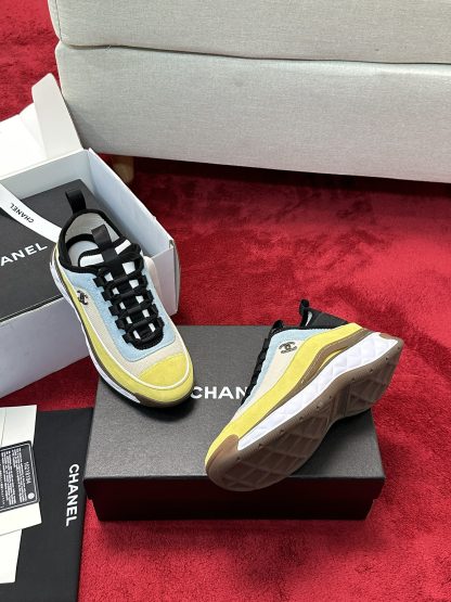 Chanel men's and women's couple's yellow and blue mixed craft embroidery style versatile casual sports shoes - Image 9