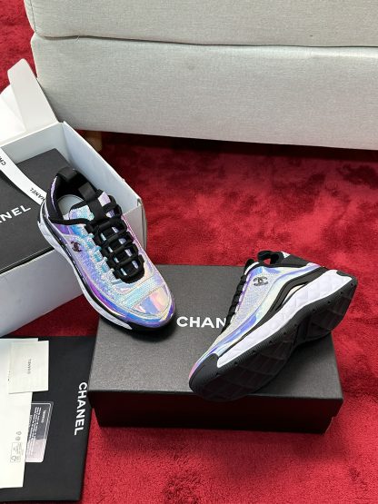 Chanel men's and women's couple's purple and blue mixed craft embroidery style versatile casual sports shoes - Image 8